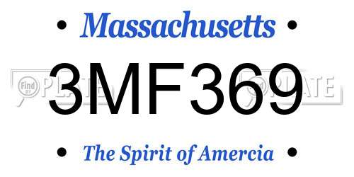 3MF369 Massachusetts License Plate