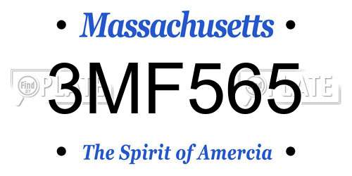 3MF565 Massachusetts License Plate