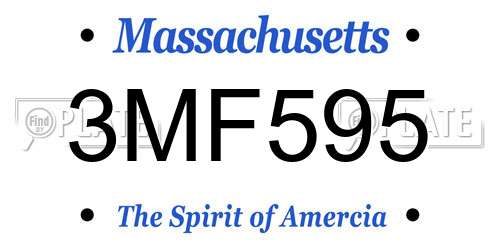 3MF595 Massachusetts License Plate