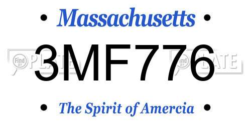 3MF776 Massachusetts License Plate