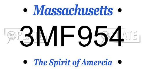 3MF954 Massachusetts License Plate
