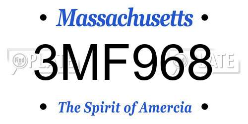 3MF968 Massachusetts License Plate