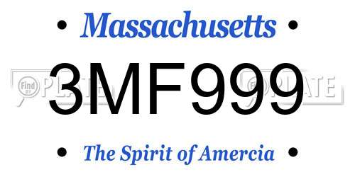 3MF999 Massachusetts License Plate
