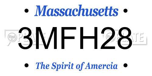 3MFH28 Massachusetts License Plate