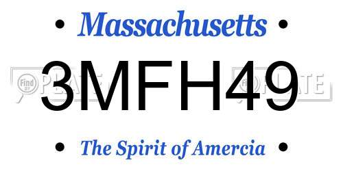 3MFH49 Massachusetts License Plate