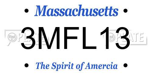 3MFL13 Massachusetts License Plate