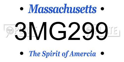 3MG299 Massachusetts License Plate