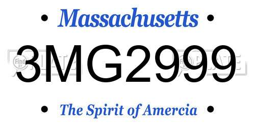 3MG2999 Massachusetts License Plate