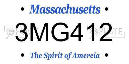 3MG412 Massachusetts License Plate