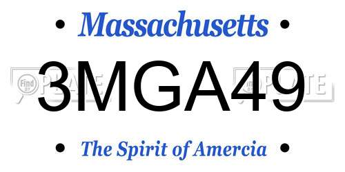 3MGA49 Massachusetts License Plate