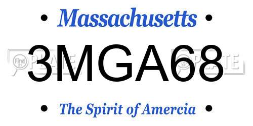 3MGA68 Massachusetts License Plate