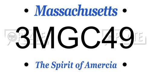 3MGC49 Massachusetts License Plate
