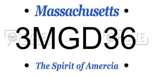 3MGD36 Massachusetts License Plate