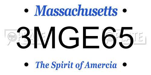 3MGE65 Massachusetts License Plate