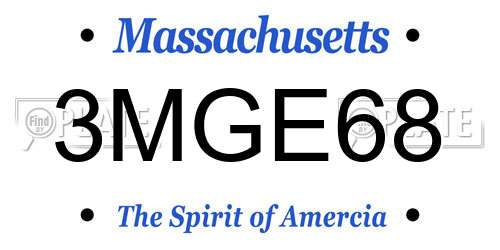 3MGE68 Massachusetts License Plate