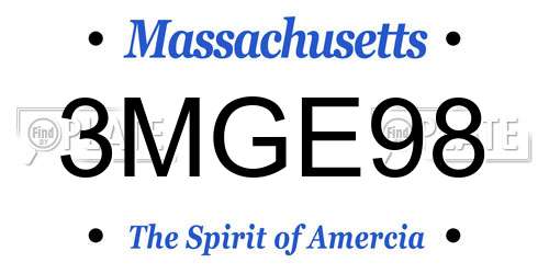 3MGE98 Massachusetts License Plate