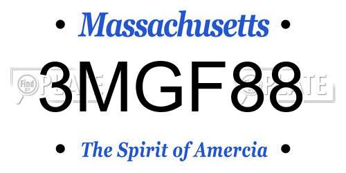 3MGF88 Massachusetts License Plate