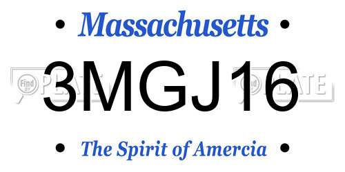 3MGJ16 Massachusetts License Plate