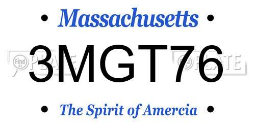 3MGT76 Massachusetts License Plate