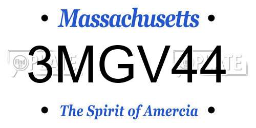 3MGV44 Massachusetts License Plate