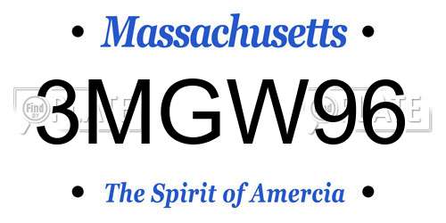 3MGW96 Massachusetts License Plate