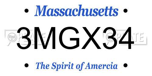 3MGX34 Massachusetts License Plate