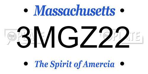 3MGZ22 Massachusetts License Plate