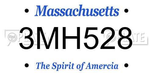 3MH528 Massachusetts License Plate