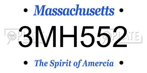 3MH552 Massachusetts License Plate