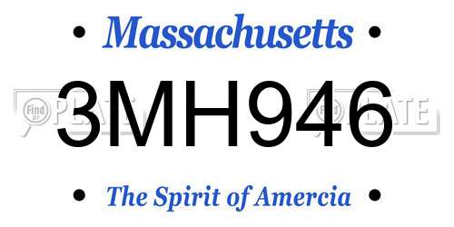 3MH946 Massachusetts License Plate