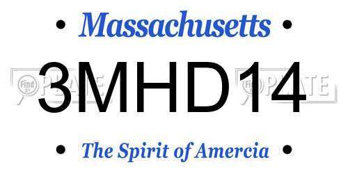 3MHD14 Massachusetts License Plate
