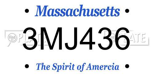 3MJ436 Massachusetts License Plate