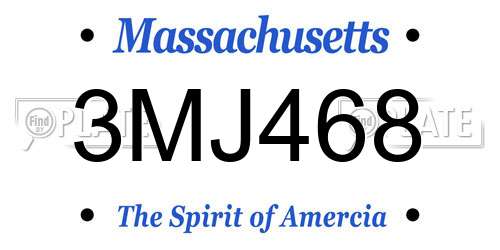 3MJ468 Massachusetts License Plate