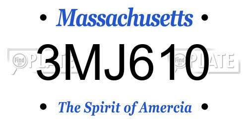 3MJ610 Massachusetts License Plate