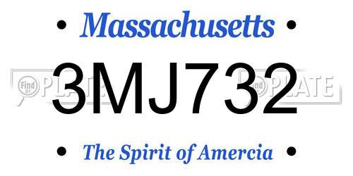 3MJ732 Massachusetts License Plate