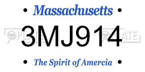 3MJ914 Massachusetts License Plate