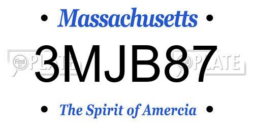 3MJB87 Massachusetts License Plate