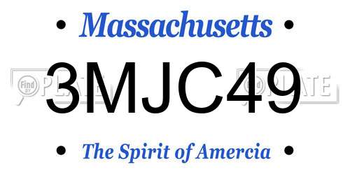 3MJC49 Massachusetts License Plate