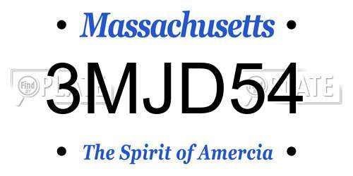 3MJD54 Massachusetts License Plate
