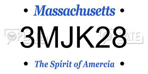 3MJK28 Massachusetts License Plate