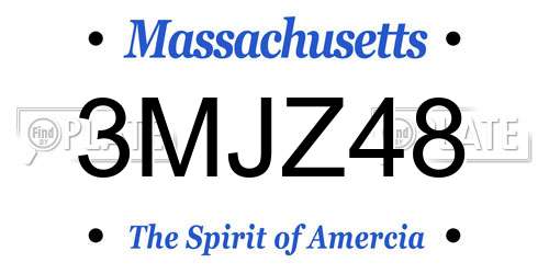 3MJZ48 Massachusetts License Plate