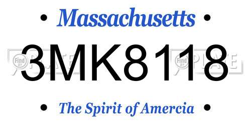 3MK8118 Massachusetts License Plate