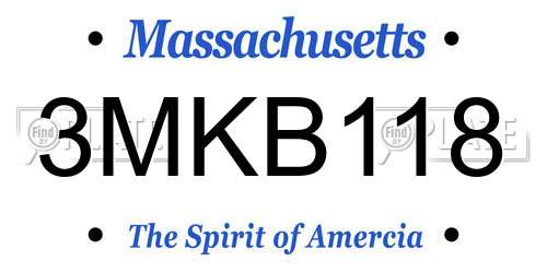 3MKB118 Massachusetts License Plate