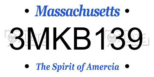 3MKB139 Massachusetts License Plate