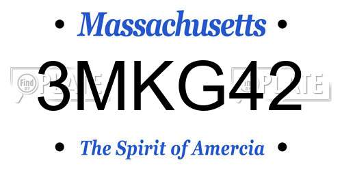 3MKG42 Massachusetts License Plate