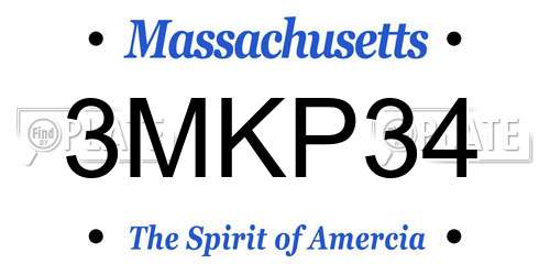 3MKP34 Massachusetts License Plate