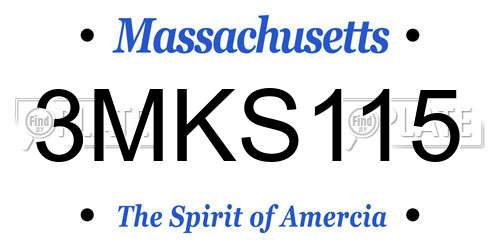 3MKS115 Massachusetts License Plate