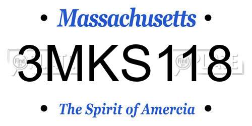 3MKS118 Massachusetts License Plate
