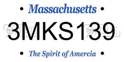 3MKS139 Massachusetts License Plate