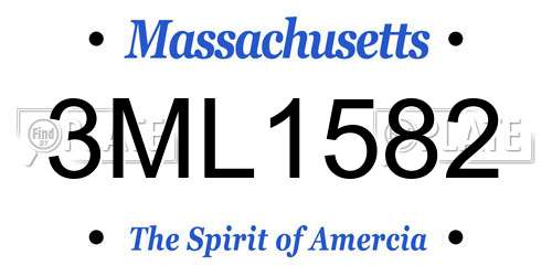 3ML1582 Massachusetts License Plate
